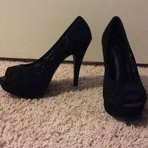 Black suede heels